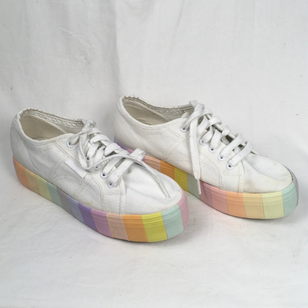 Superga Women's Platform Rainbow Stripe Sneakers Style‎ 2790 Size 8.5